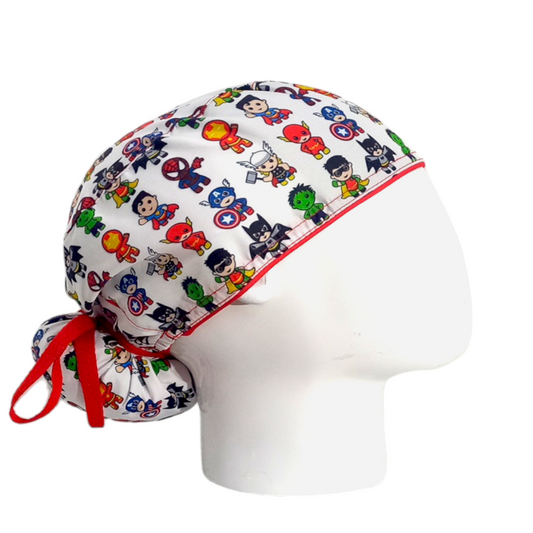 Gorro Quirúrgico Mujer y Portacarnet Superhéroes Baby Blanco - gorro antifluido para mujer Doctools - foto 2