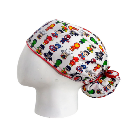 Gorro Quirúrgico Mujer y Portacarnet Superhéroes Baby Blanco - gorro antifluido para mujer Doctools - foto 1
