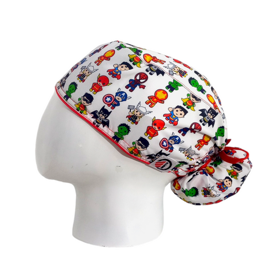 Gorro Quirúrgico Mujer y Portacarnet Superhéroes Baby Blanco - gorro antifluido para mujer Doctools - foto 1