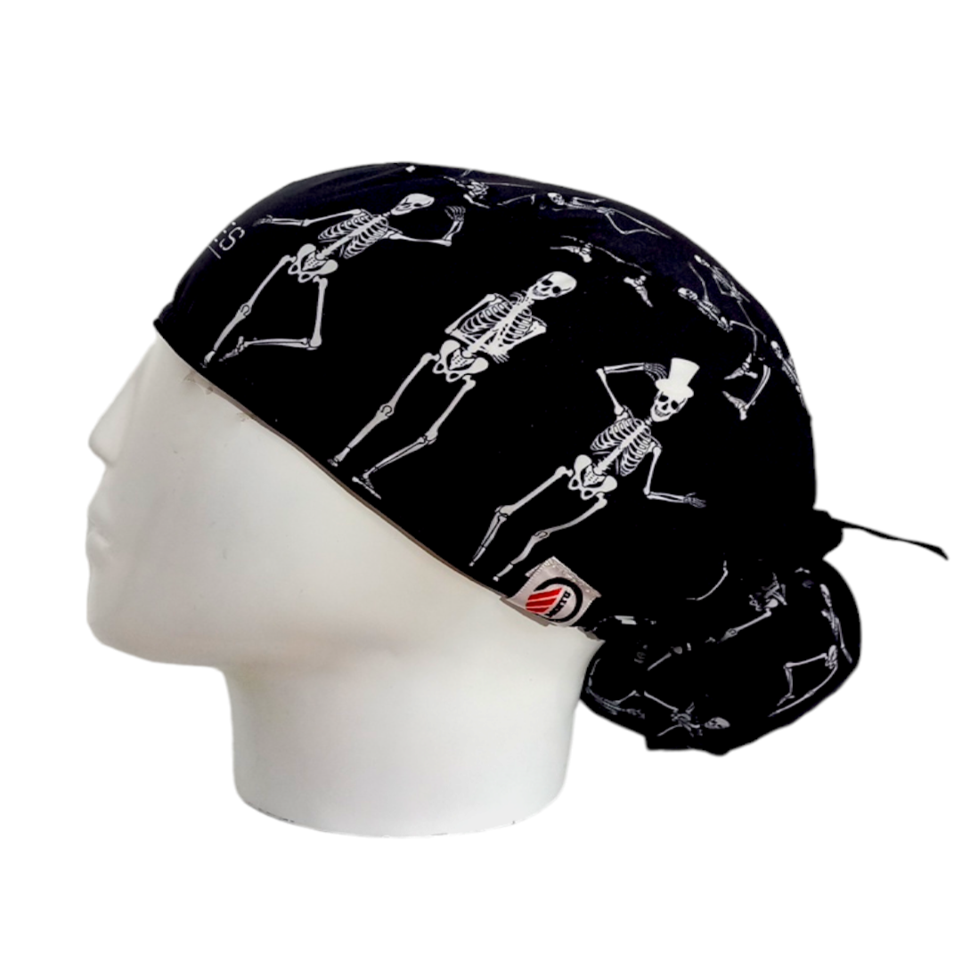Gorro Quirúrgico Mujer y Portacarnet Huesos Negro - gorro antifluido para mujer Doctools - foto 1