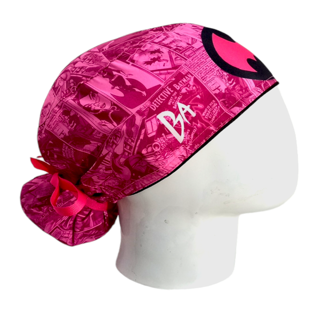 Gorro Quirúrgico Mujer y Portacarnet Batgirl Fucsia - gorro antifluido para mujer Doctools - foto 2