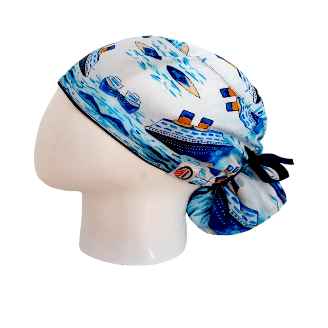 Gorro Quirúrgico Mujer y Portacarnet Barcos - gorro antifluido para mujer Doctools - foto 1