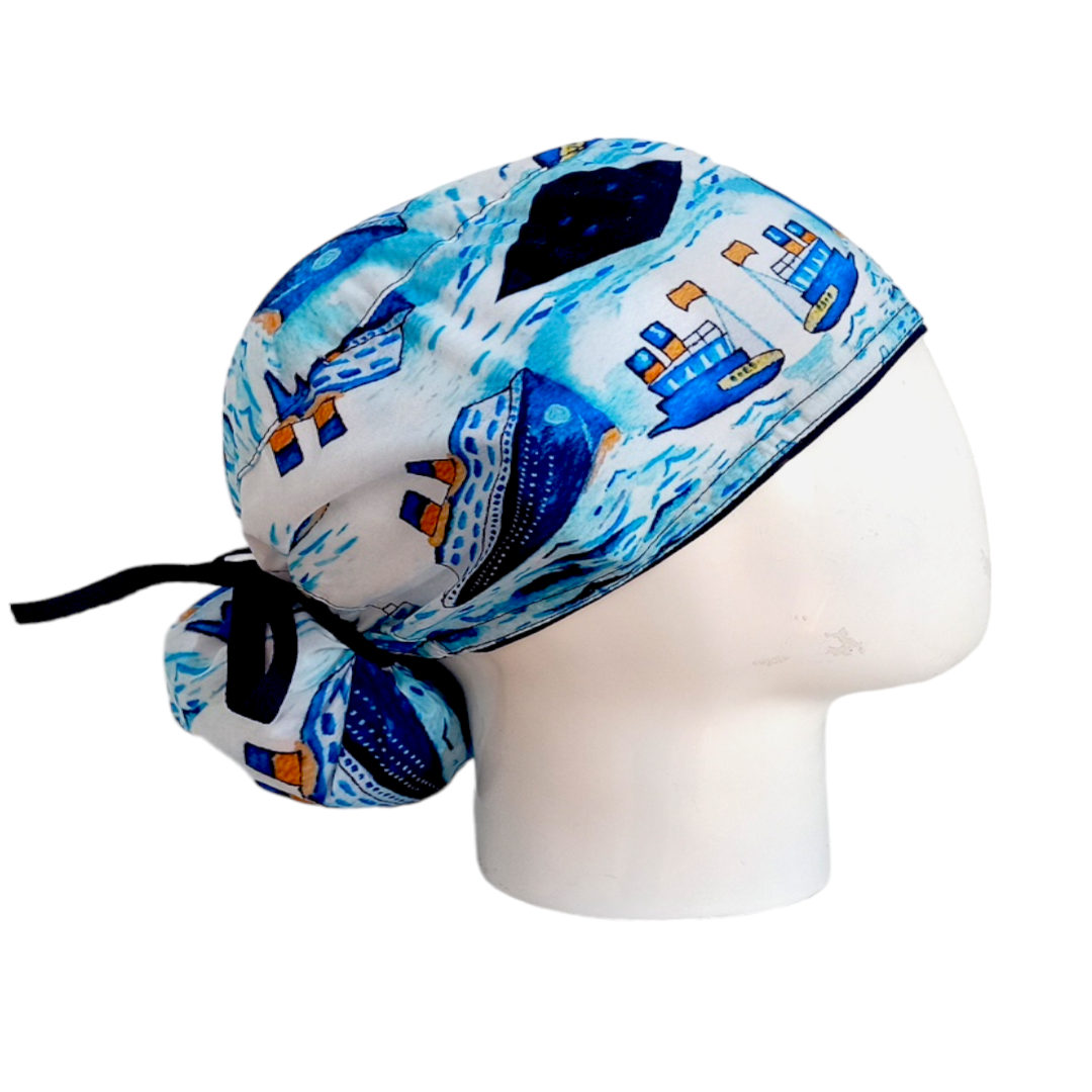 Gorro Quirúrgico Mujer y Portacarnet Barcos - gorro antifluido para mujer Doctools - foto 2