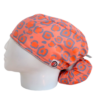 Gorro Quirúrgico Mujer y Portacarnet Animal Print Naranja - gorro antifluido para mujer Doctools - foto 1
