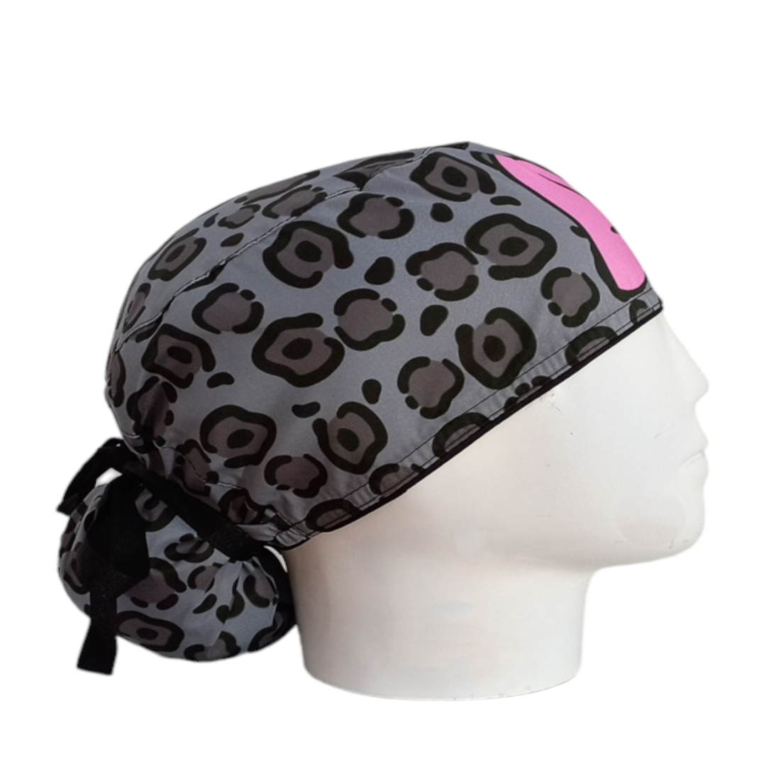 Gorro Quirúrgico Mujer y Portacarnet Animal Print Gris Mini - gorro antifluido para mujer Doctools - foto 2