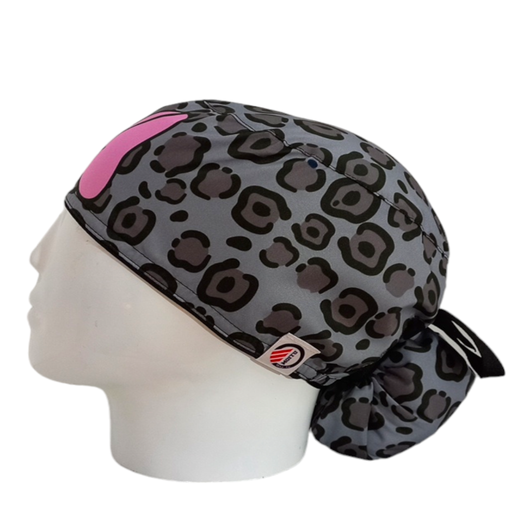 Gorro Quirúrgico Mujer y Portacarnet Animal Print Gris Mini - gorro antifluido para mujer Doctools - foto 1