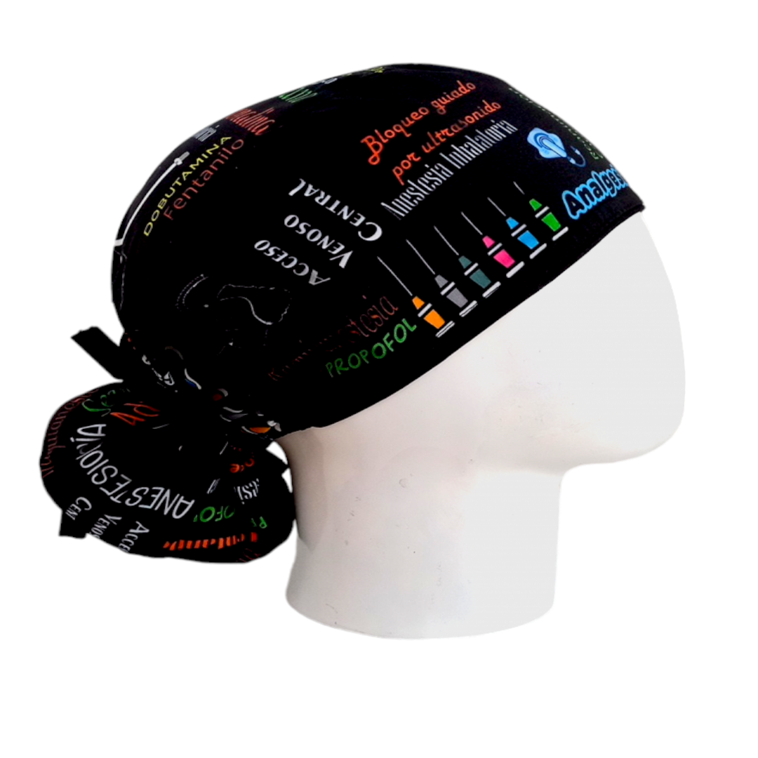 Gorro Quirúrgico Mujer y Portacarnet Anestesiología Negro - gorro antifluido para mujer Doctools - foto 2