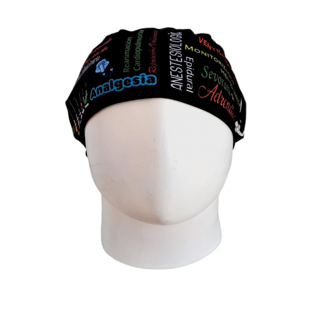 Gorro Quirúrgico Mujer y Portacarnet Anestesiología Negro - gorro antifluido para mujer Doctools - foto 3