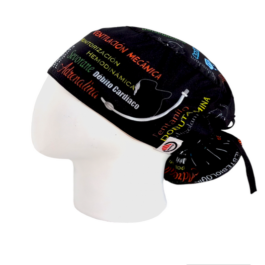 Gorro Quirúrgico Mujer y Portacarnet Anestesiología Negro - gorro antifluido para mujer Doctools - foto 1