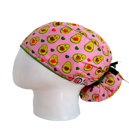 Gorro Quirúrgico Mujer y Portacarnet Aguacates Rosa - gorro antifluido para mujer Doctools - foto 1