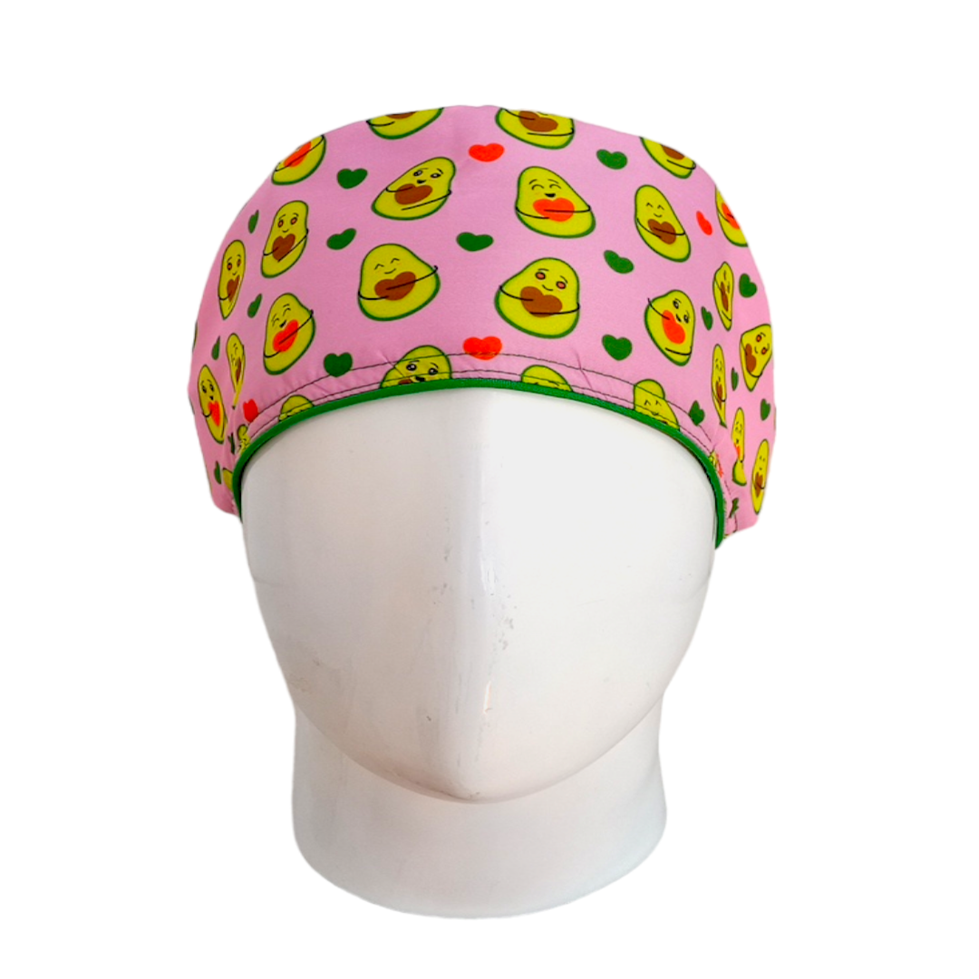Gorro Quirúrgico Mujer y Portacarnet Aguacates Rosa - gorro antifluido para mujer Doctools - foto 3
