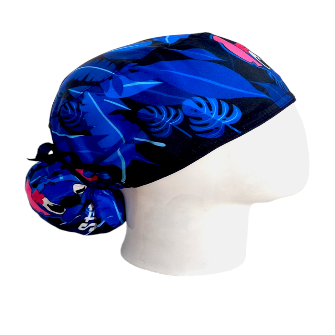 Gorro Quirúrgico Mujer y Portacarnet Stitch Azul Oscuro - gorro antifluido para mujer Doctools - foto 2