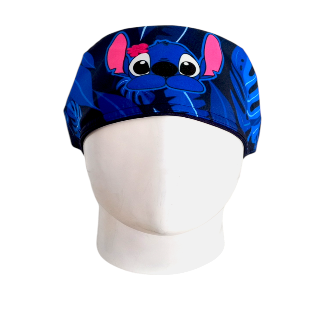 Gorro Quirúrgico Mujer y Portacarnet Stitch Azul Oscuro - gorro antifluido para mujer Doctools - foto 3