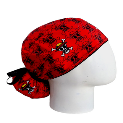 Gorro Quirúrgico Mujer y Portacarnet One Piece Rojo - gorro antifluido para mujer Doctools - foto 2