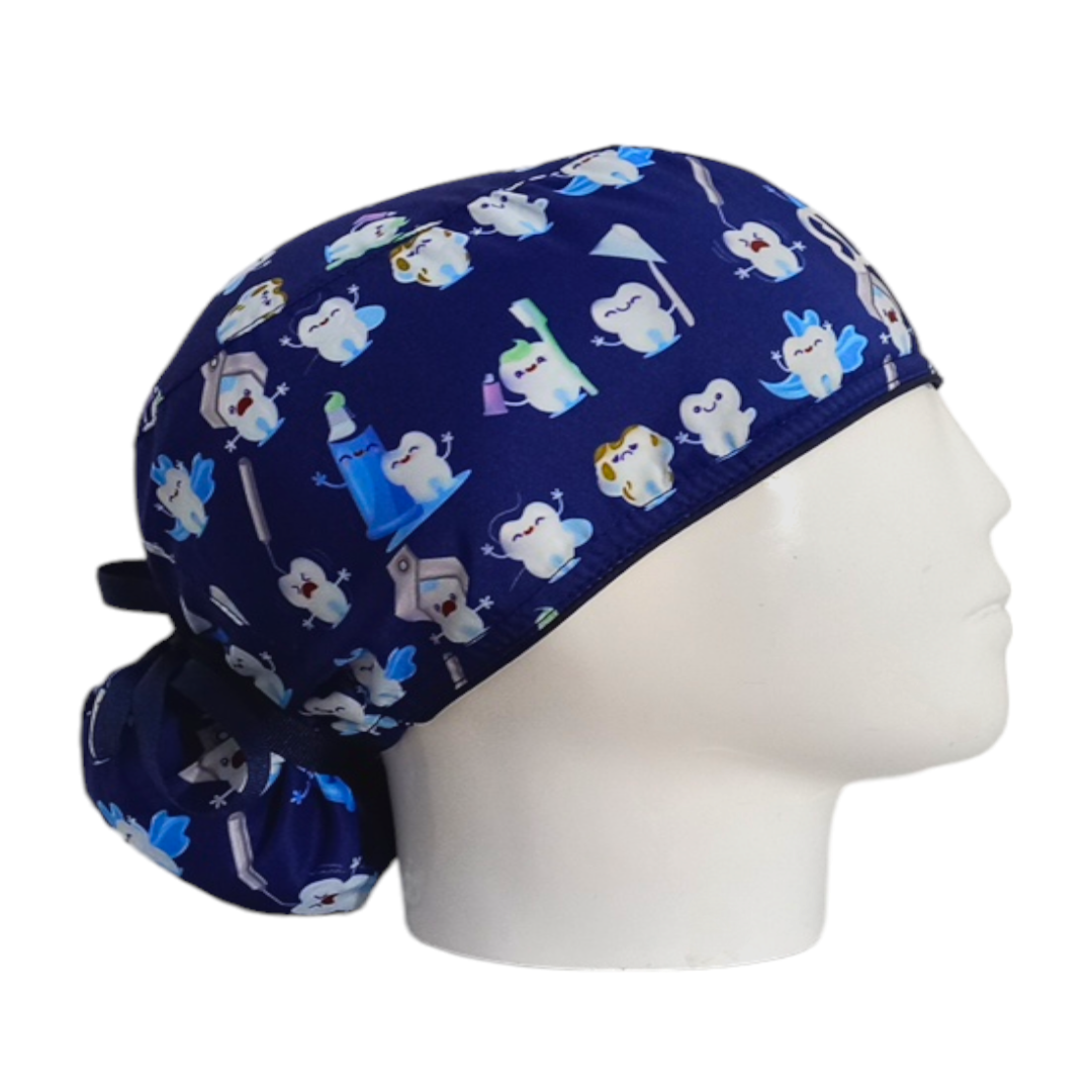 Gorro Quirúrgico Mujer y Portacarnet Smile Azul Oscuro - gorro antifluido para mujer Doctools - foto 2