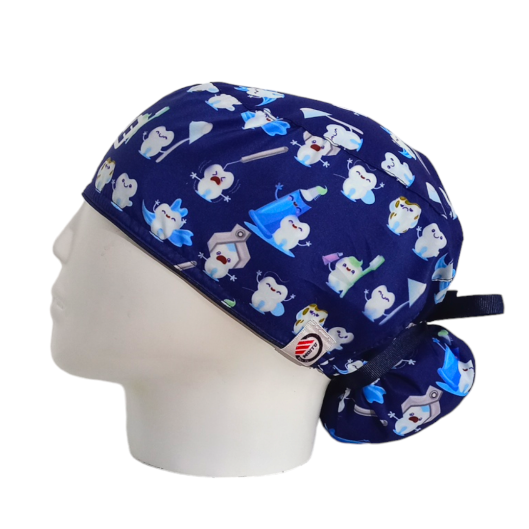 Gorro Quirúrgico Mujer y Portacarnet Smile Azul Oscuro - gorro antifluido para mujer Doctools - foto 1
