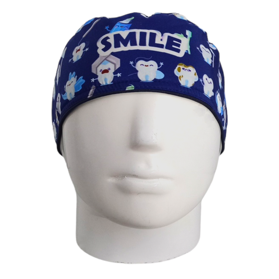 Gorro Quirúrgico Mujer y Portacarnet Smile Azul Oscuro - gorro antifluido para mujer Doctools - foto 3