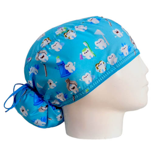 Gorro Quirúrgico Mujer y Portacarnet Smile Azul Claro - gorro antifluido para mujer Doctools - foto 2