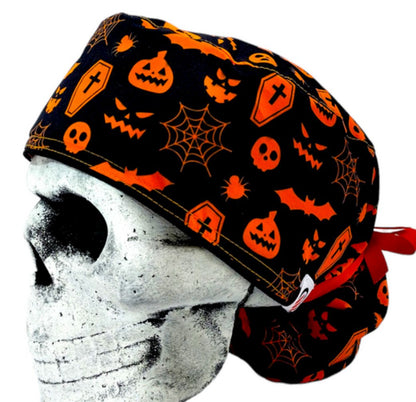 Gorro Quirúrgico Mujer y Portacarnet Calabazas Naranja - gorro antifluido para mujer Doctools - foto 1