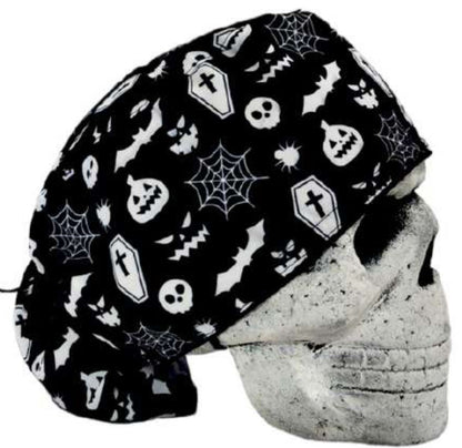 Gorro Quirúrgico Mujer y Portacarnet Calabazas Blancas - gorro antifluido para mujer Doctools - foto 2
