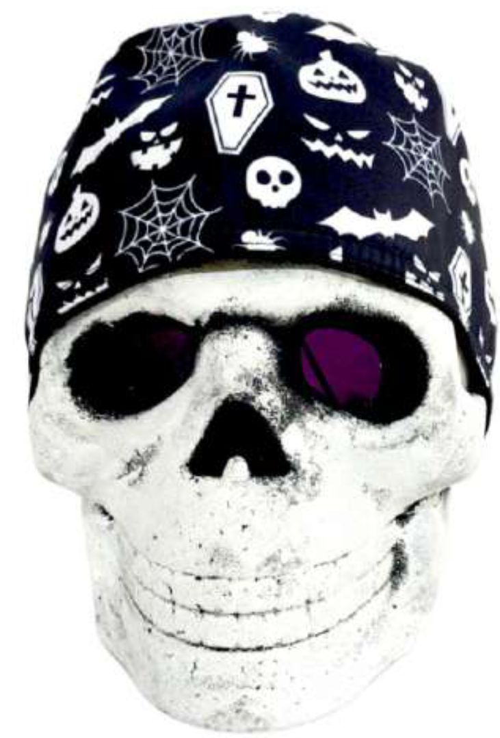 Gorro Quirúrgico Mujer y Portacarnet Calabazas Blancas - gorro antifluido para mujer Doctools - foto 3