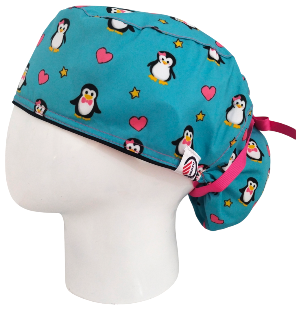 Gorro Quirúrgico Mujer y Portacarnet Pingüinos - gorro antifluido para mujer Doctools - foto 1