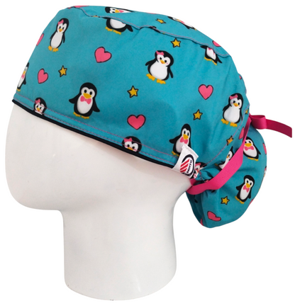 Gorro Quirúrgico Mujer y Portacarnet Pingüinos - gorro antifluido para mujer Doctools - foto 1