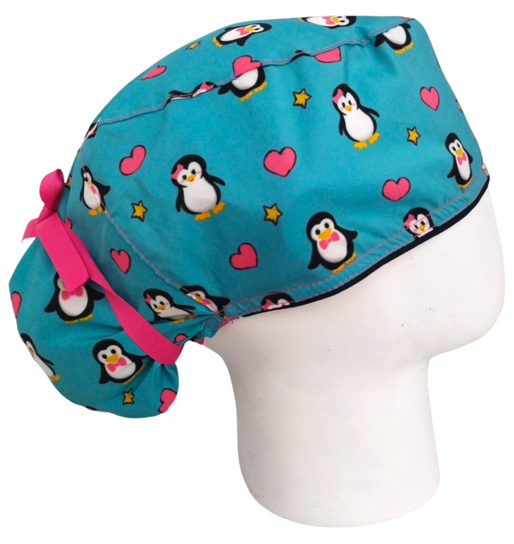 Gorro Quirúrgico Mujer y Portacarnet Pingüinos - gorro antifluido para mujer Doctools - foto 2
