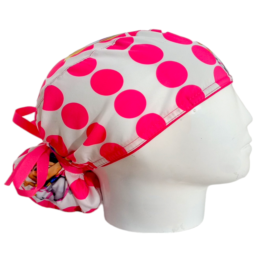 Gorro Quirúrgico Mujer y Portacarnet Agnes Blanco Fucsia - gorro antifluido para mujer Doctools - foto 2