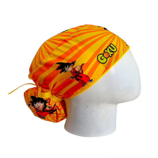 Gorro Quirúrgico Mujer y Portacarnet Goku Amarillo - gorro antifluido para mujer Doctools - foto 2