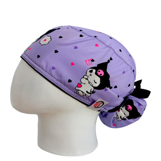 Gorro Quirúrgico Mujer y Portacarnet Kuromi Lila - gorro antifluido para mujer Doctools - foto 1