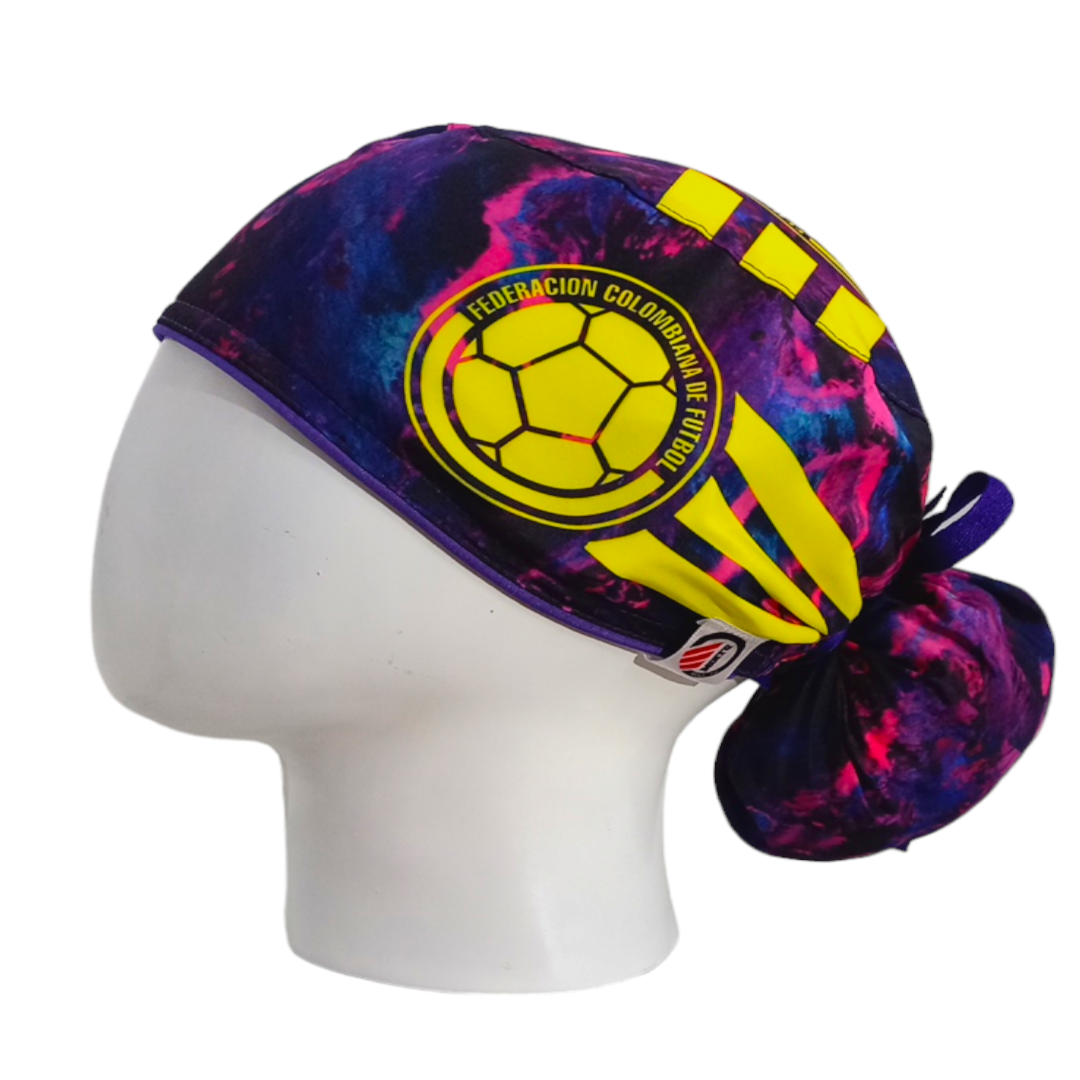 Gorro Quirúrgico Mujer y Portacarnet Selección Colombia Morada - gorro antifluido para mujer Doctools - foto 1