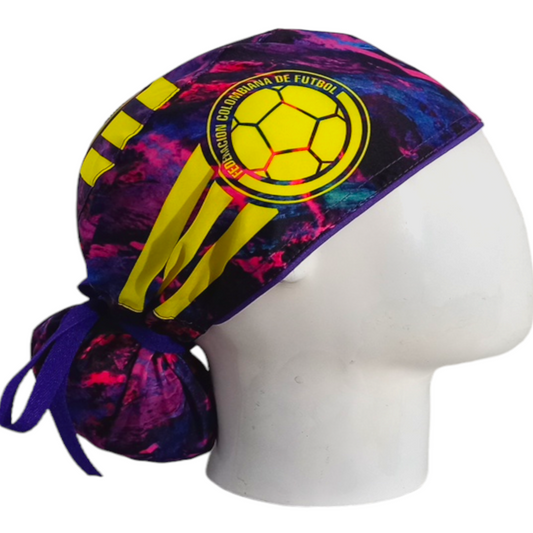Gorro Quirúrgico Mujer y Portacarnet Selección Colombia Morada - gorro antifluido para mujer Doctools - foto 2