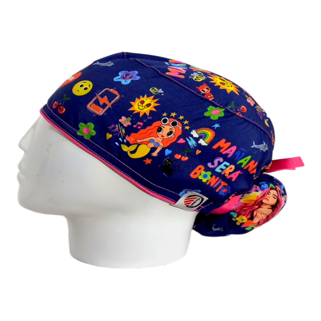 Gorro Quirúrgico Mujer y Portacarnet Karol G Azul - gorro antifluido para mujer Doctools - foto 1