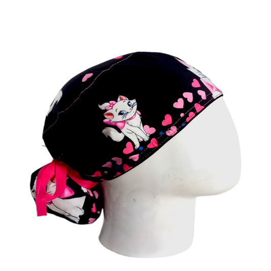 Gorro Quirúrgico Mujer y Portacarnet Marie Gata Negro - gorro antifluido para mujer Doctools - foto 2