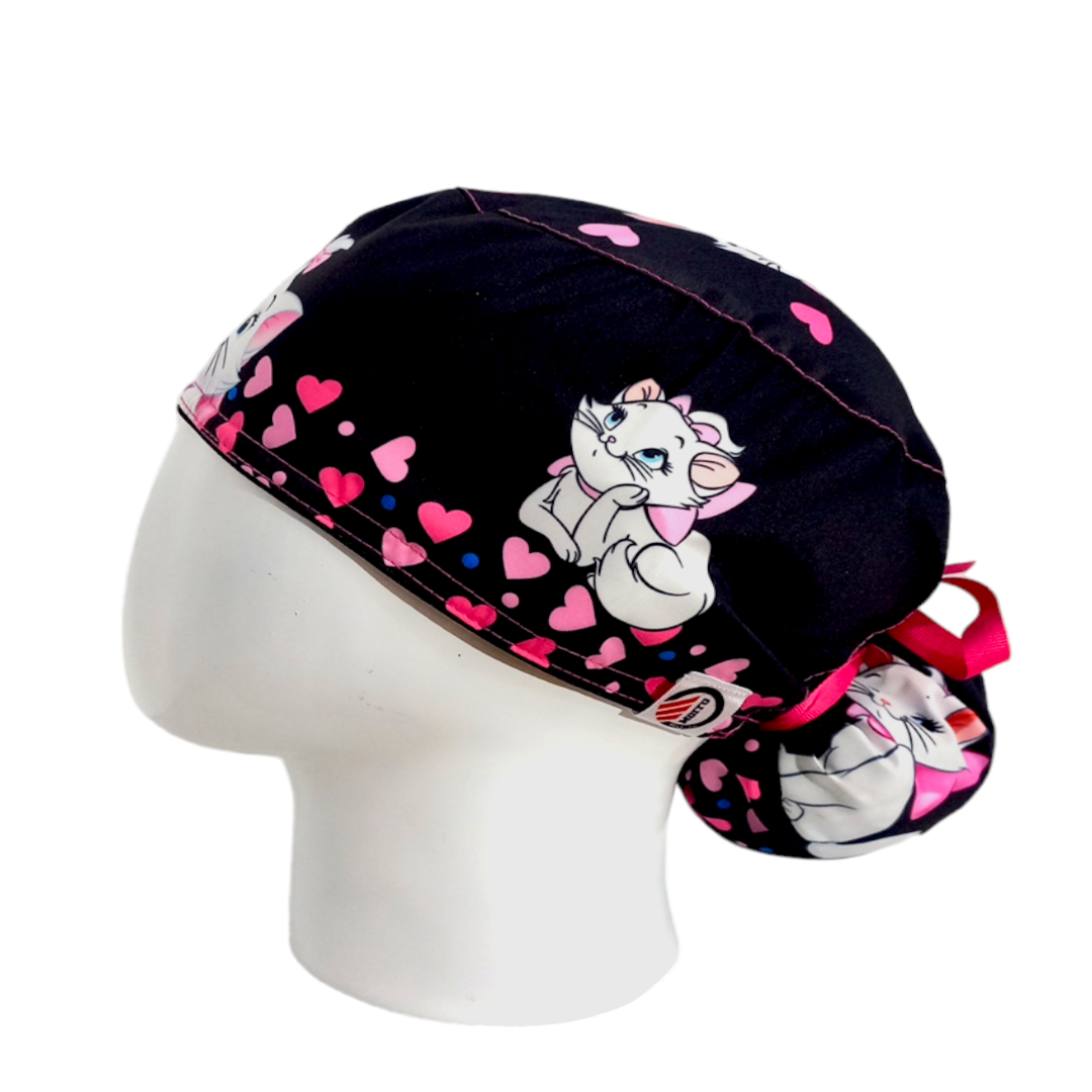 Gorro Quirúrgico Mujer y Portacarnet Marie Gata Negro - gorro antifluido para mujer Doctools - foto 1