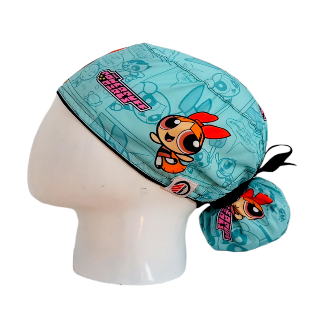 Gorro Quirúrgico Mujer y Portacarnet Bombón Chicas Superpoderosas Menta - gorro antifluido para mujer Doctools - foto 1