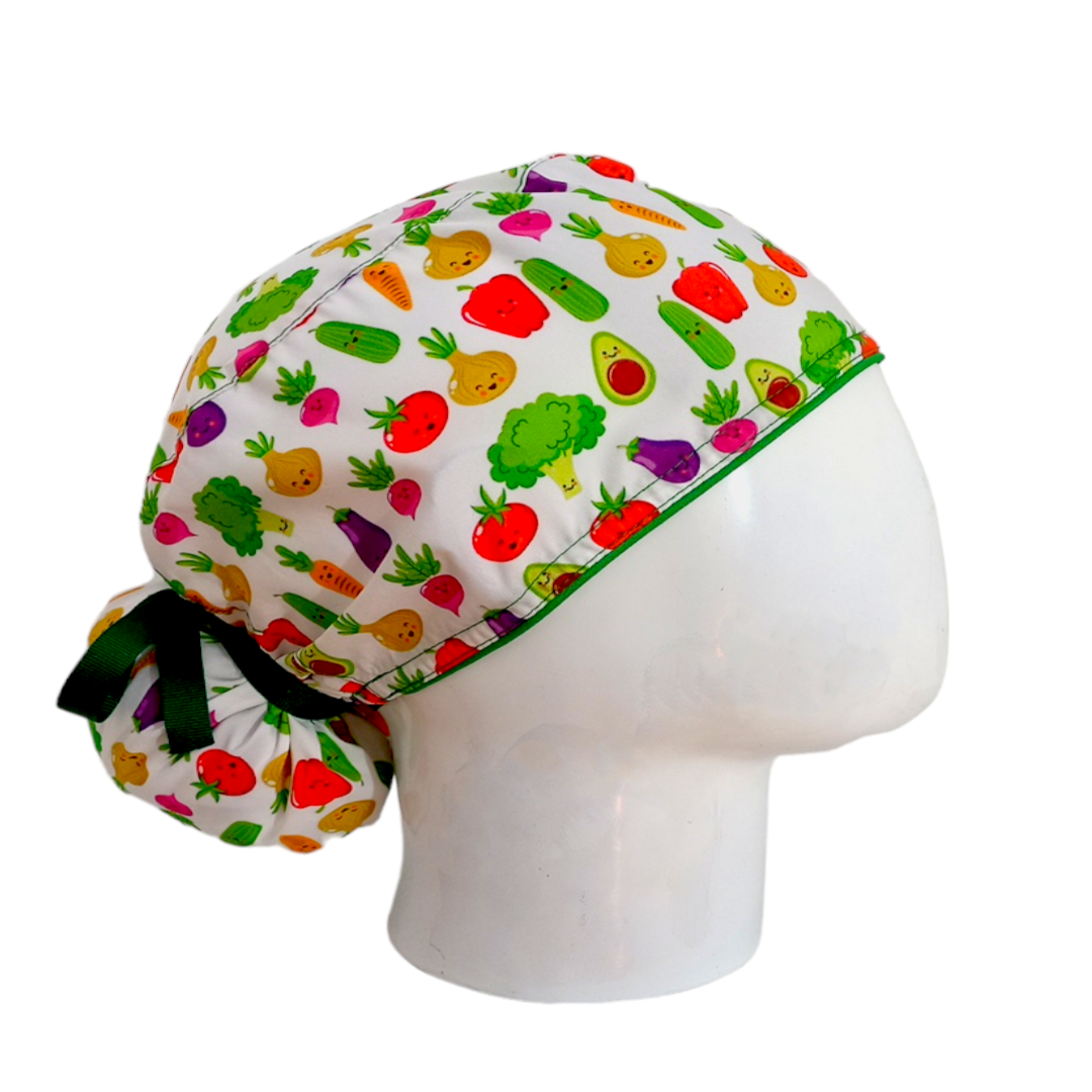 Gorro Quirúrgico Mujer y Portacarnet Frutas y Verduras - gorro antifluido para mujer Doctools - foto 2