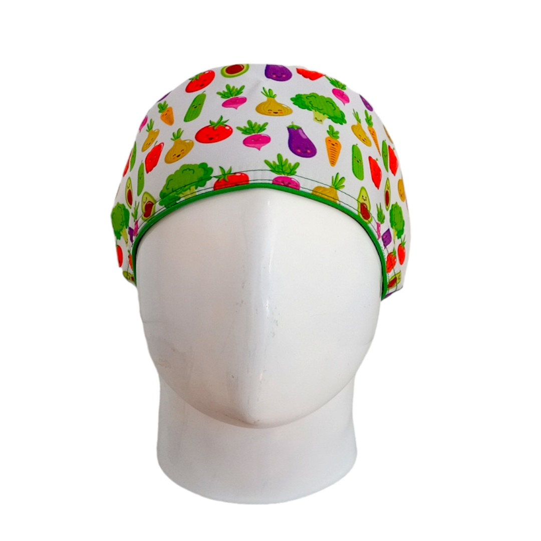 Gorro Quirúrgico Mujer y Portacarnet Frutas y Verduras - gorro antifluido para mujer Doctools - foto 3