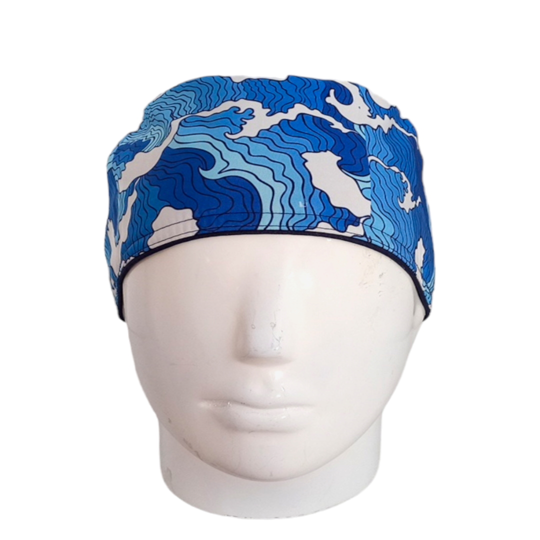 Gorro Quirúrgico Mujer y Portacarnet Abstracto Azul - gorro antifluido para mujer Doctools - foto 3