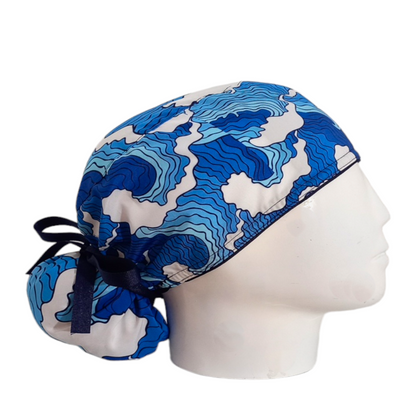 Gorro Quirúrgico Mujer y Portacarnet Abstracto Azul - gorro antifluido para mujer Doctools - foto 2
