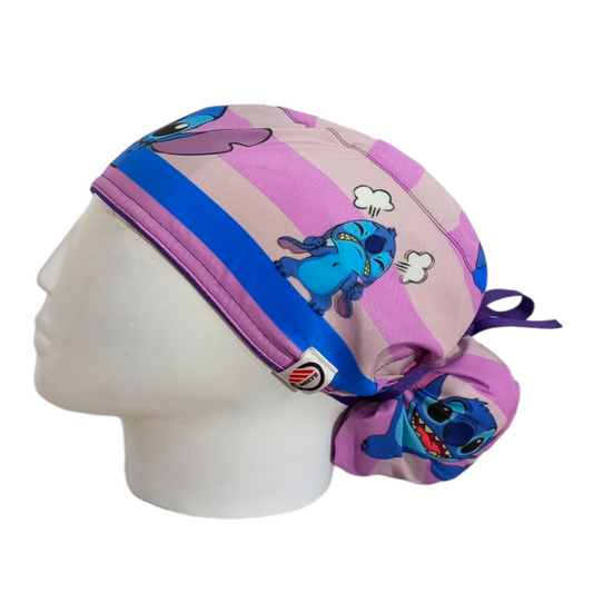 Gorro Quirúrgico Mujer y Portacarnet Stitch Lila - gorro antifluido para mujer Doctools - foto 1