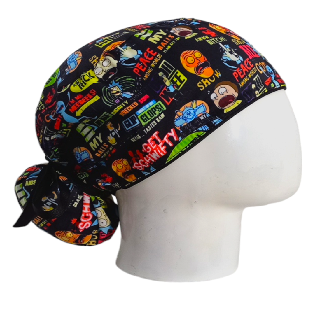 Gorro Quirúrgico Mujer y Portacarnet Rick y Morty Negro - gorro antifluido para mujer Doctools - foto 2