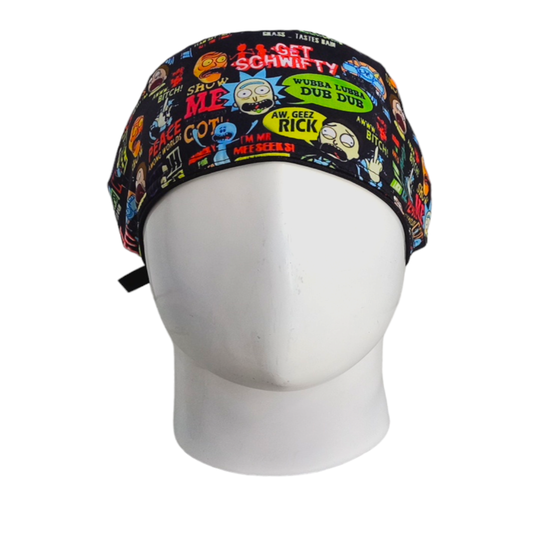 Gorro Quirúrgico Mujer y Portacarnet Rick y Morty Negro - gorro antifluido para mujer Doctools - foto 3