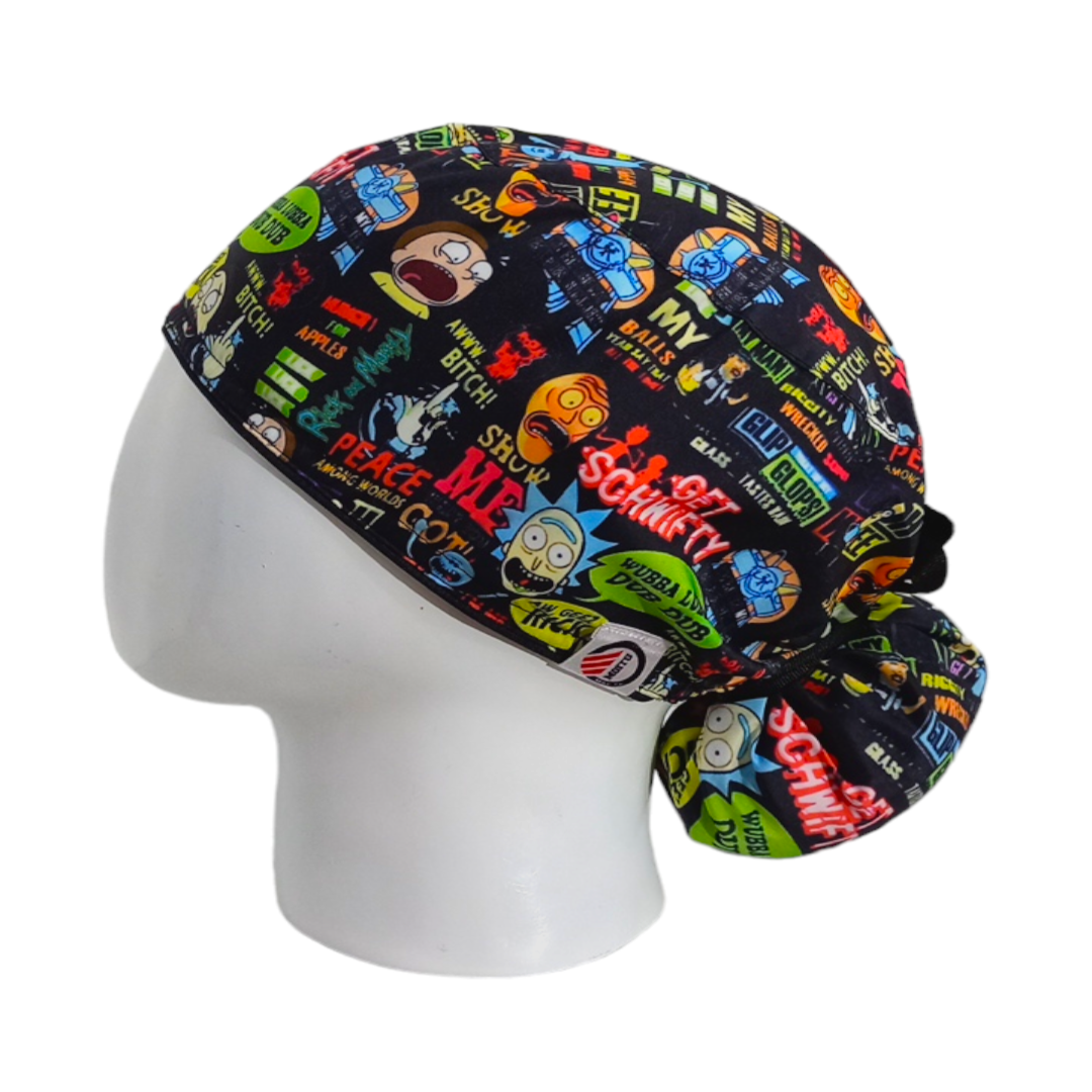 Gorro Quirúrgico Mujer y Portacarnet Rick y Morty Negro - gorro antifluido para mujer Doctools - foto 1