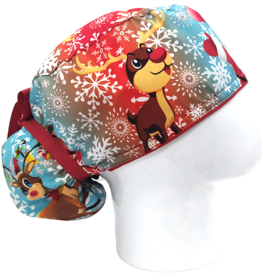 Gorro Quirúrgico Mujer y Portacarnet Reno de Navidad - gorro antifluido para mujer Doctools - foto 2