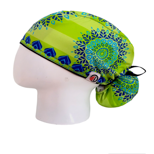Gorro Quirúrgico Mujer y Portacarnet Mandalas Verde - gorro antifluido para mujer Doctools - foto 1