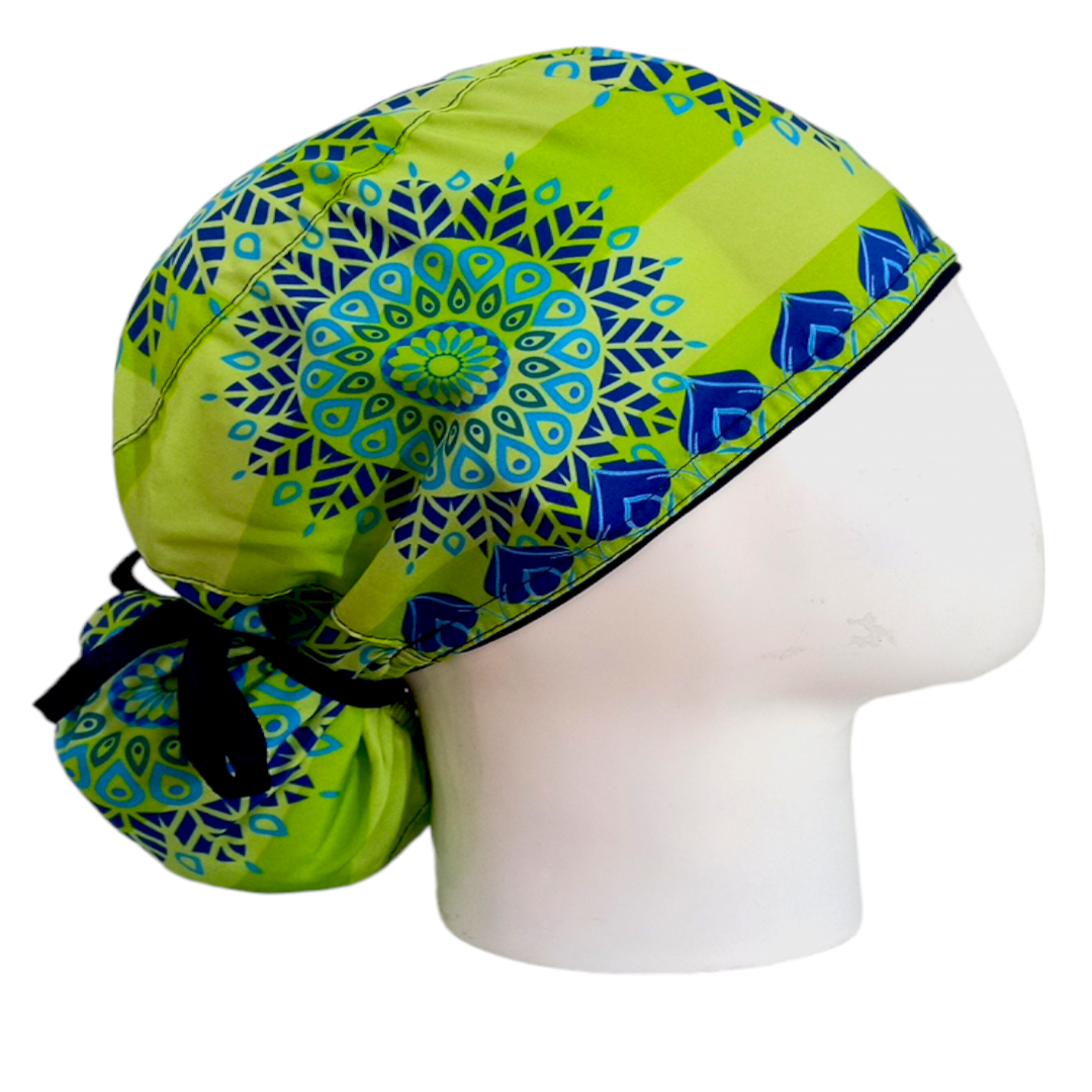 Gorro Quirúrgico Mujer y Portacarnet Mandalas Verde - gorro antifluido para mujer Doctools - foto 2