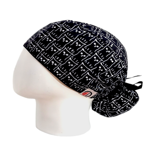 Gorro Quirúrgico Mujer y Portacarnet Gatos Negro - gorro antifluido para mujer Doctools - foto 1