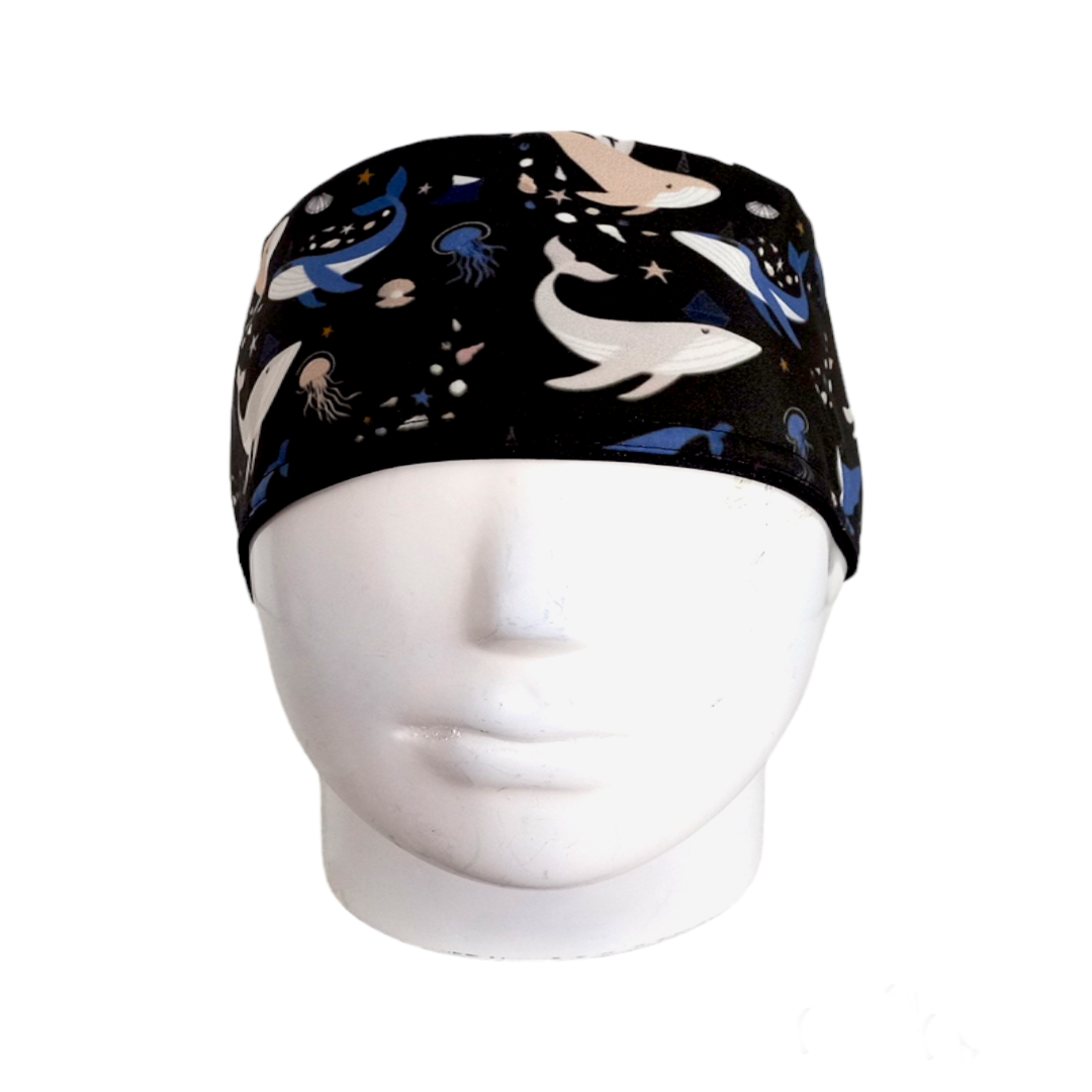 Gorro Quirúrgico Mujer y Portacarnet Ballenas Negro - gorro antifluido para mujer Doctools - foto 3